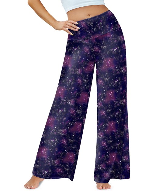 Women's Stretchy Wide Leg Palazzo Lounge Pants Casual Comfy High Waist Palazzo Pants