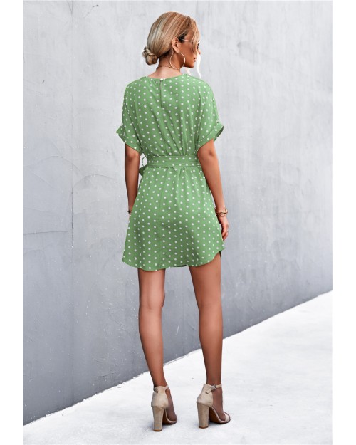 Women's clothing hot sale style round collar polka dot print dress