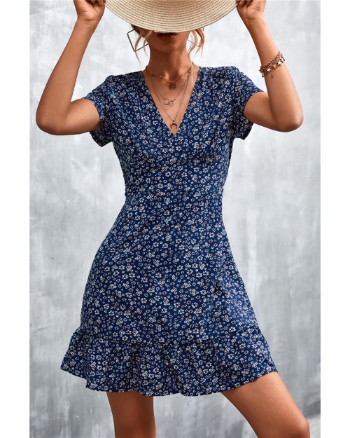 Spring summer hot sale Bohemian V-neck floral dress beach dress