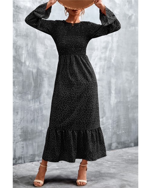 Spring 2023 new hot selling vintage polka-dot print long sleeves dress