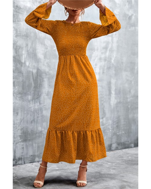 Spring 2023 new hot selling vintage polka-dot print long sleeves dress