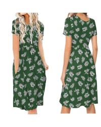 2023 pattern Womens Floral Plus Size Dress Short Sleeve A Line Casual Summer Dress