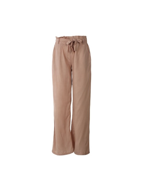 New look  made popular lyocell casual light brown straight elastic waist pants with belt for women