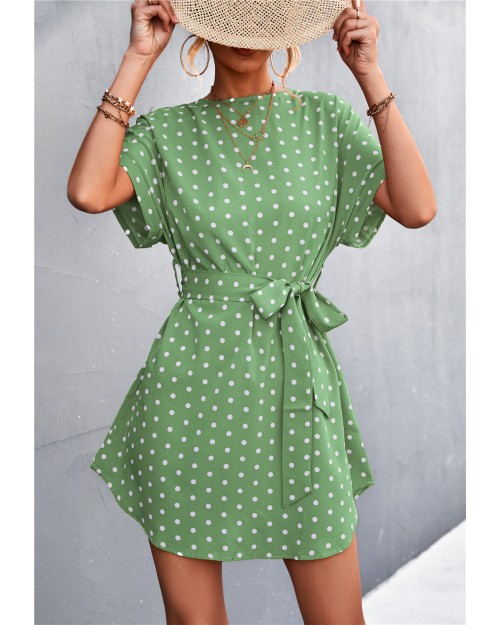 Women's clothing hot sale style round collar polka dot print dress