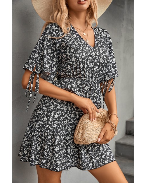 Spring summer 2023 hot sale v neck floral print dress women