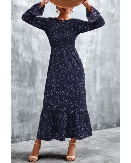 Spring 2023 new hot selling vintage polka-dot print long sleeves dress