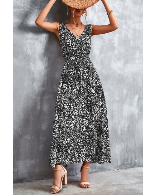 Sexy Leopard print V-neck tie dress for Spring/summer 2023