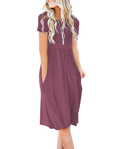 2023  Women's Solid Dress Short Sleeve Casual Plus Size Ruffle Maxi Dress