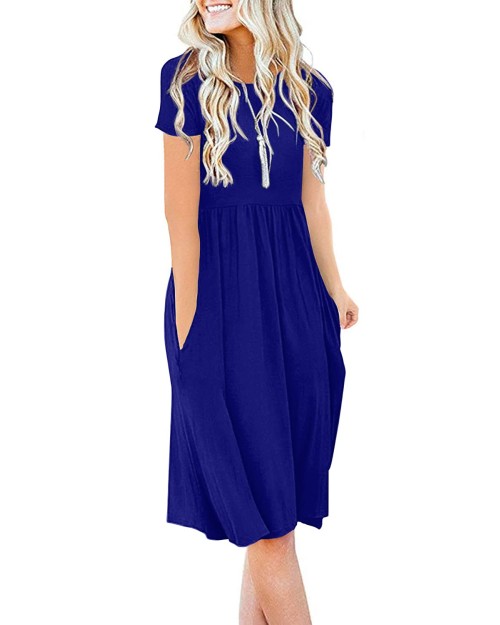 2023  Women's Solid Dress Short Sleeve Casual Plus Size Ruffle Maxi Dress