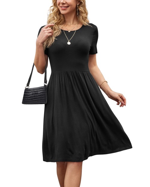 2023  Women's Solid Dress Short Sleeve Casual Plus Size Ruffle Maxi Dress