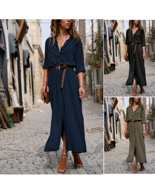 New fashion women temperament loose maxi shirt skirt