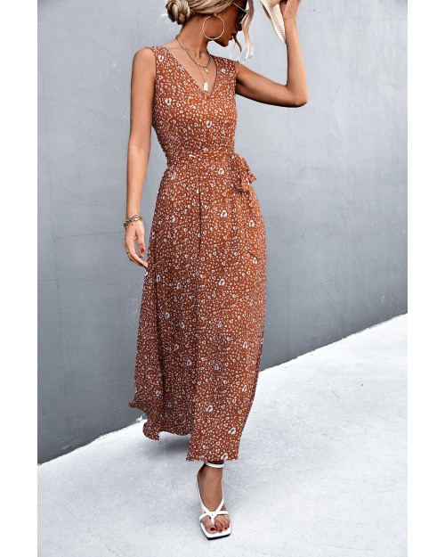 Sexy Leopard print V-neck tie dress for Spring/summer 2023