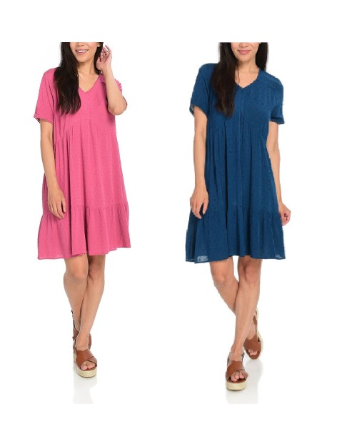 High quality swiss dot gauze fabric viscose woven dress plus size women's dresses