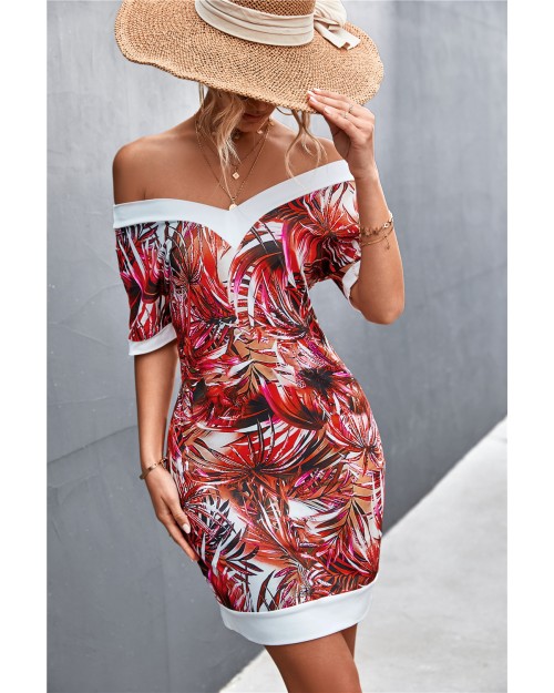 Women hot selling short sleeved V-neck patchwork printed dress