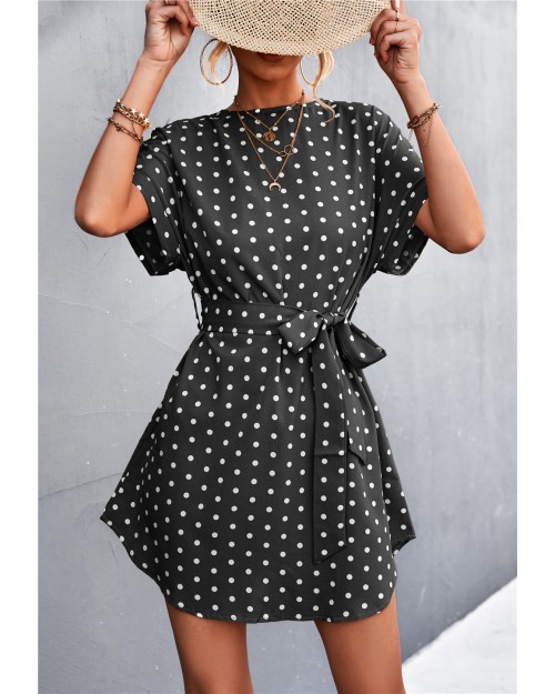 Women's clothing hot sale style round collar polka dot print dress