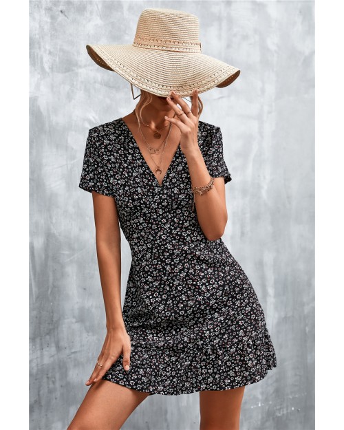 Spring summer hot sale Bohemian V-neck floral dress beach dress