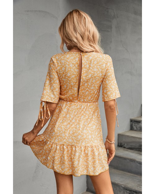 Spring summer 2023 hot sale v neck floral print dress women