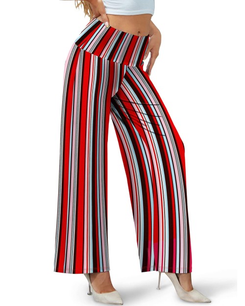 Design  Stripe Full Length Woman'S Casual Trousers Palazzo Casual Pants