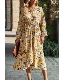 2023 New Arrivals Lady Stylish Cotton Long Puff Sleeve A-line Floral Maxi Casual Women Summer Dress