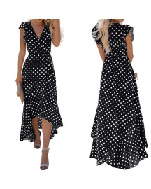 2023 Women's Summer Floral Print Cross V Neck Dress Bohemian Flowy Long Maxi Dresses