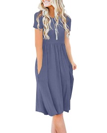 2023  Women's Solid Dress Short Sleeve Casual Plus Size Ruffle Maxi Dress