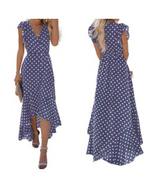 2023 Women's Summer Floral Print Cross V Neck Dress Bohemian Flowy Long Maxi Dresses